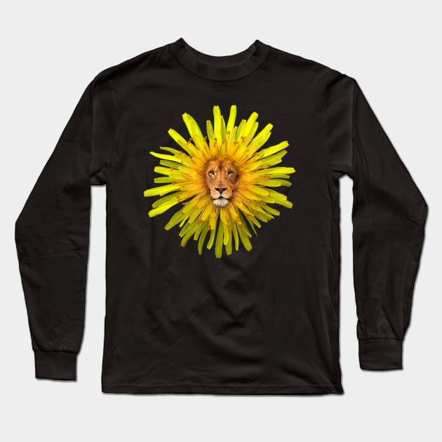 Lion Sun Flower Long Sleeve T-Shirt by MaryBoughton